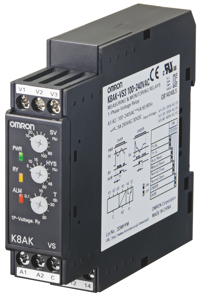 Omron Voltage Monitoring Relay, 1 Phase, SPDT, 1 → 10V ac/dc, DIN Rail