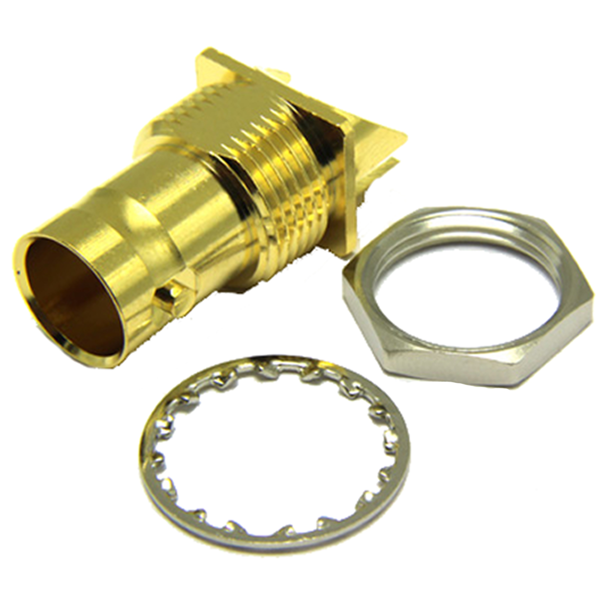 COAX Connectors, Jack PCB Mount BNC Connector, 75Ω, Edge Mount Termination, Straight Body
