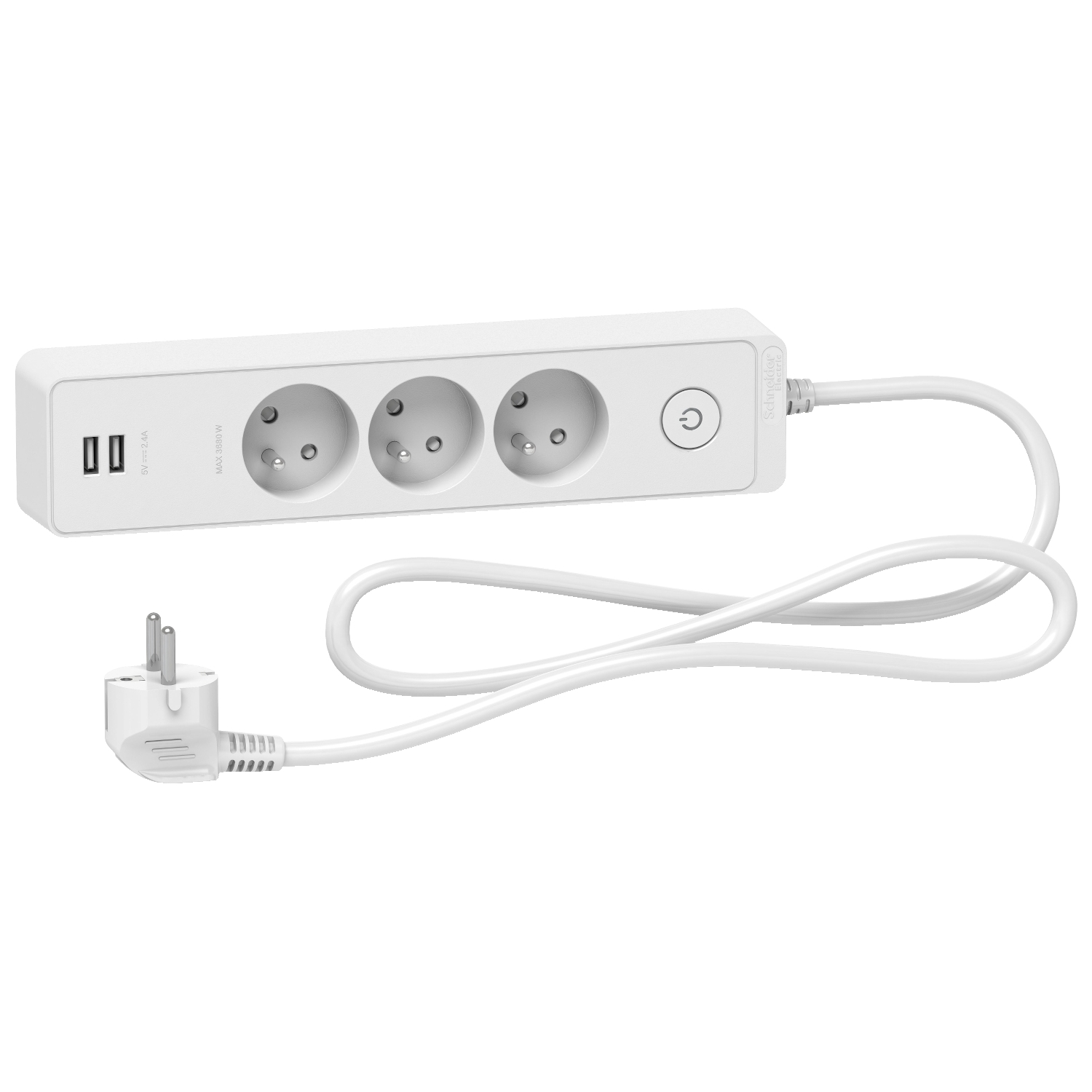 Schneider Electric French 2P 3 Gang Trailing Socket, 1.5m Cable, 16A, 250 V