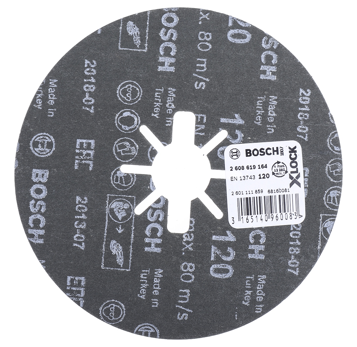 Bosch X-Lock Zirconia Sanding Disc, 125mm, Coarse Grade, P120 Grit, 50 in pack