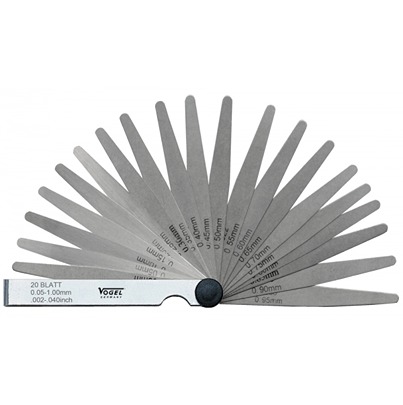 Vogel 411009 Steel Feeler Gauge 0.05 → 2mm, 21 Blades