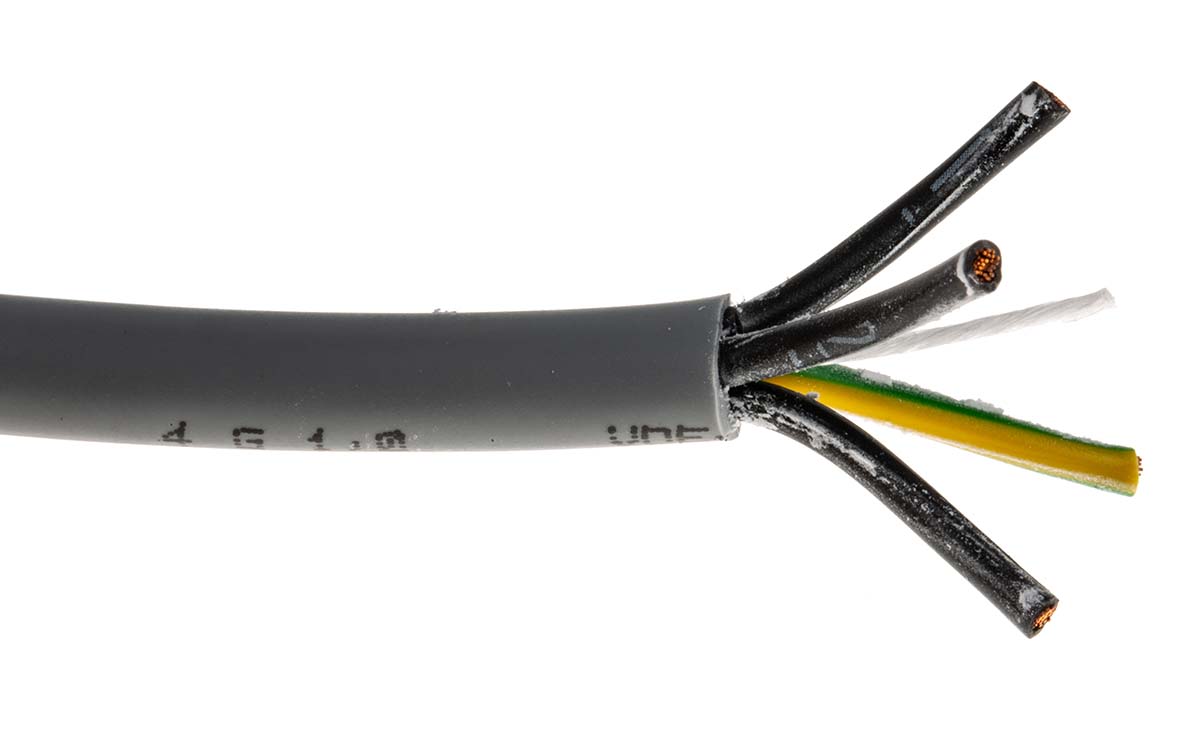 Lapp ÖLFLEX CLASSIC 110 YY Control Cable, 4 Cores, 1 mm² CSA 17 AWG, Unscreened, 50 m, Grey Polyvinyl Chloride Sheath