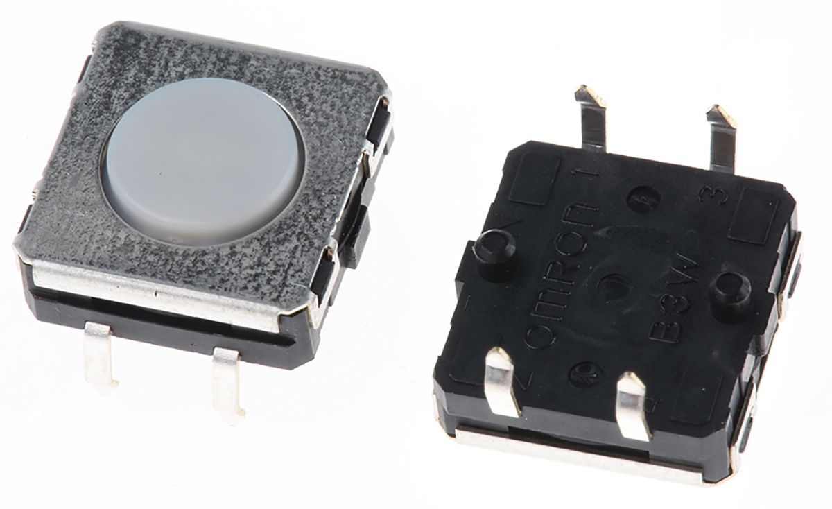 Omron Plunger Tactile Switch, SPST 50 mA @ 24 V dc 0.75mm Through Hole