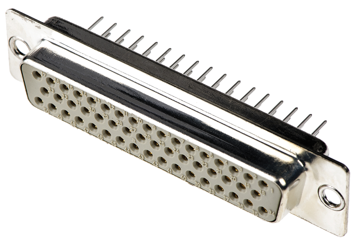 HARTING D-Sub Standard 50 Way Through Hole D-sub Connector Socket, 2.76mm Pitch, with 3.05 mounting hole