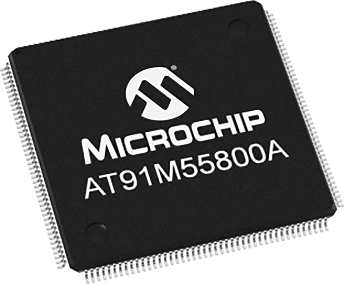Microchip, 32 bit ARM, AT91M55800A Microcontroller, 33 MHz, 8kB FLASH, 176-Pin LQFP