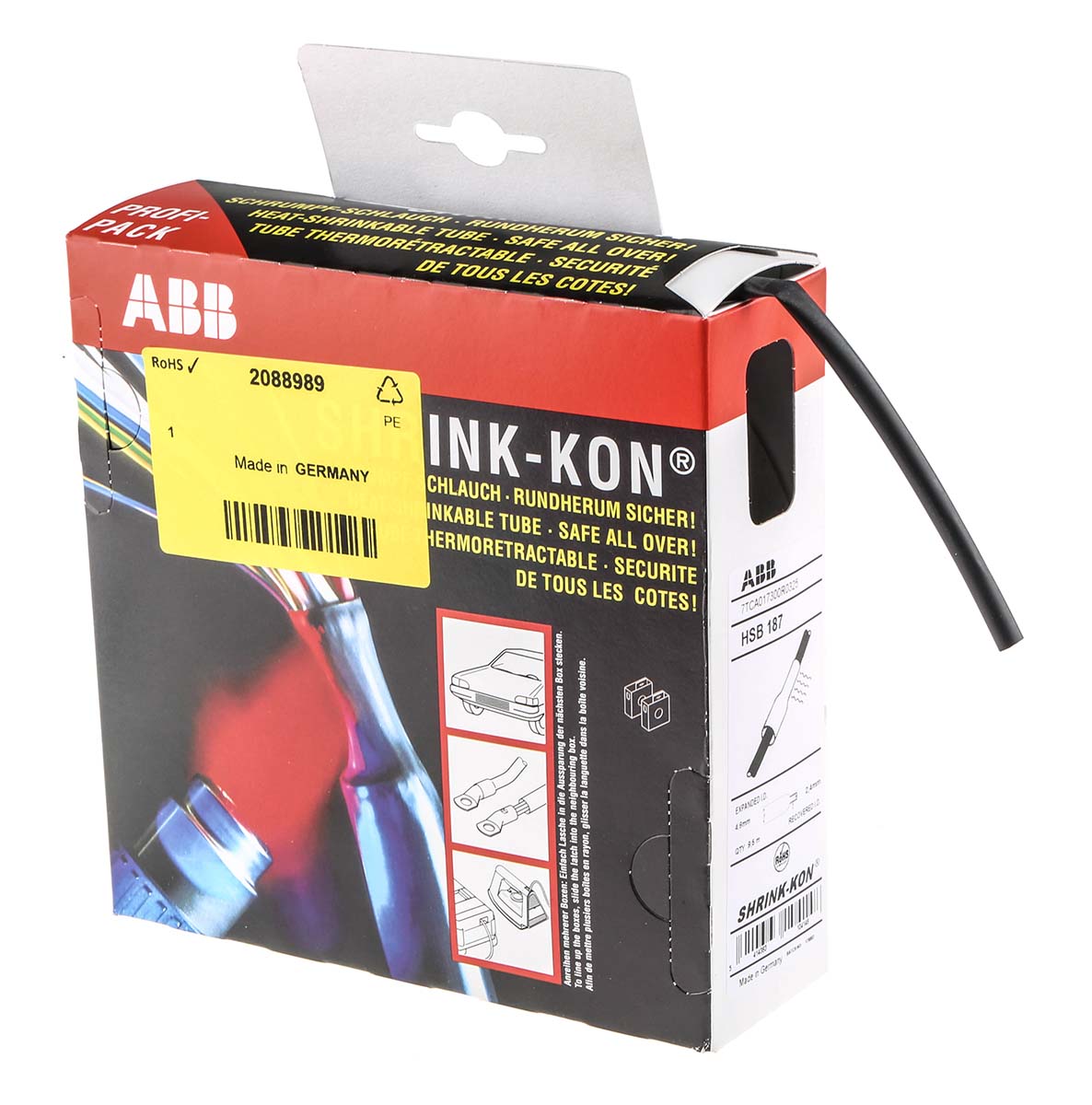 Thomas & Betts Heat Shrink Tubing Kit, Black 4.7mm Sleeve Dia. x 9.5m Length 2:1 Ratio, HSB Series