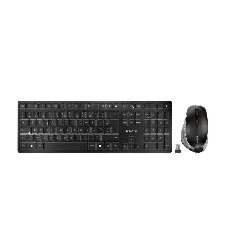 Cherry CHERRY DW 9500 SLIM Wireless Ergonomic Keyboard and Mouse Set, AZERTY (France), Black