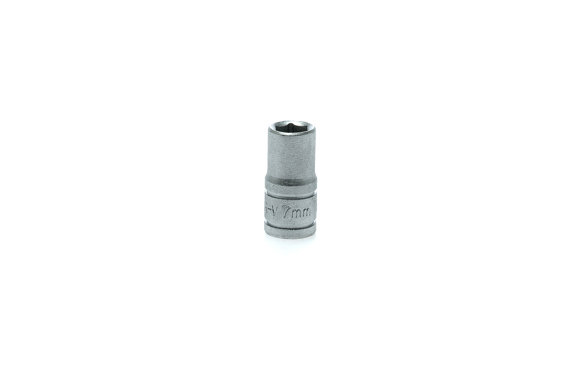 Teng Tools 1/4 in Drive 7mm Standard Socket, 6 point, 25 mm Overall Length
