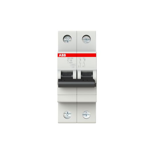 ABB Compact Home SH200 MCB, 2P, 16A Curve C, 400V AC, 400V DC, 6 kA Breaking Capacity