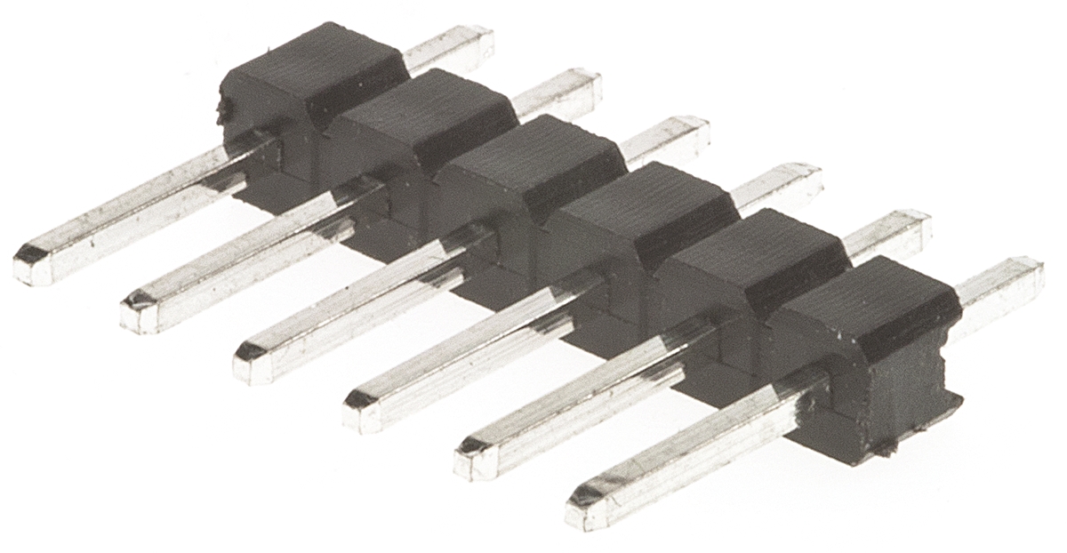 HARWIN M20 Series Straight Through Hole Pin Header, 6 Contact(s), 2.54 mm Pitch, 1 Row, Unshrouded