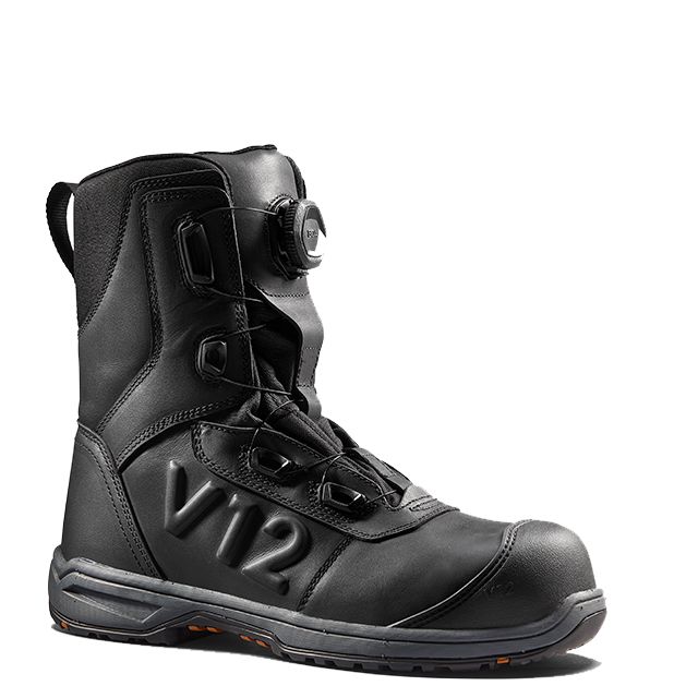 V12 Footwear Vanguard Black Fibreglass Toe Capped Men's Safety Boots, UK 12, EU 47