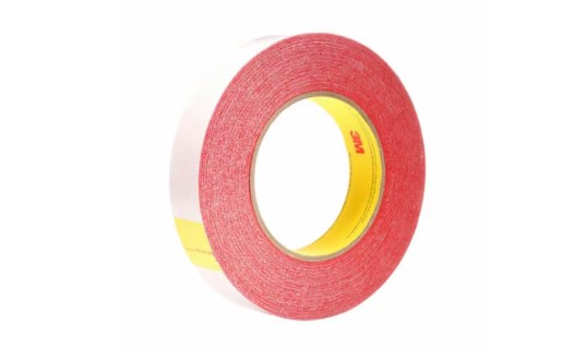 3M 7000049263 Red Double Sided Tape, 0.089mm Thick, Polyester Backing, 24mm x 55m