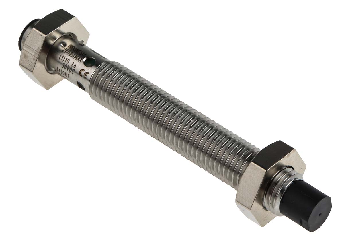 Omron Inductive Threaded Barrel Proximity Sensor, M8, 4 mm Detection, PNP NO, 12 → 24 V dc