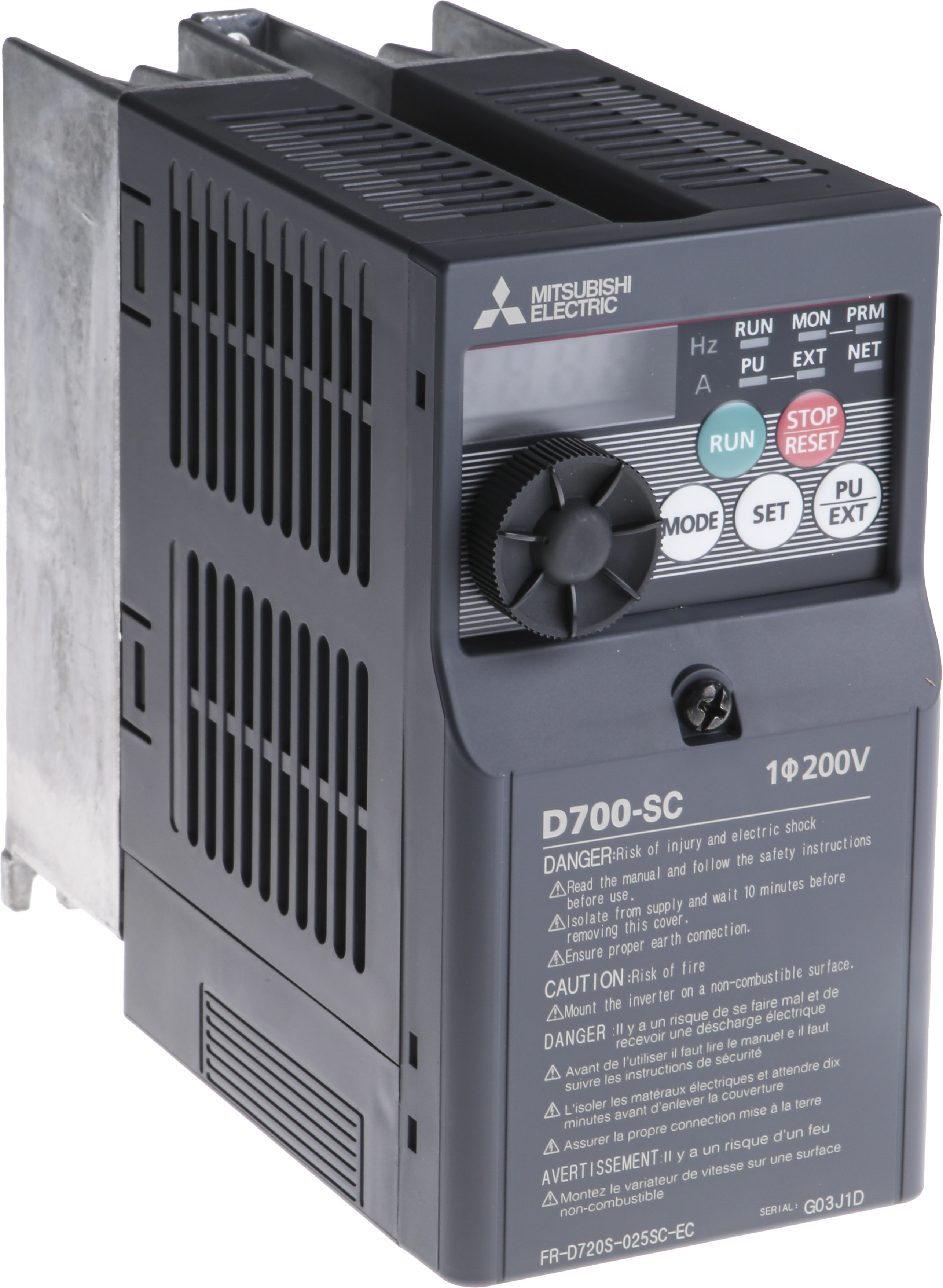 Mitsubishi Inverter Drive, 0.4 kW, 1 Phase, 230 V ac, 2.5 A, FR-D720S Series