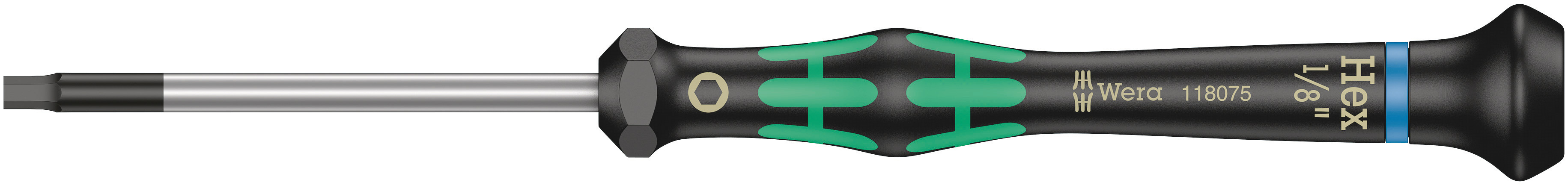Wera Ball End Hexagon Precision Screwdriver, 1/8 in Tip, 60 mm Blade, 157 mm Overall