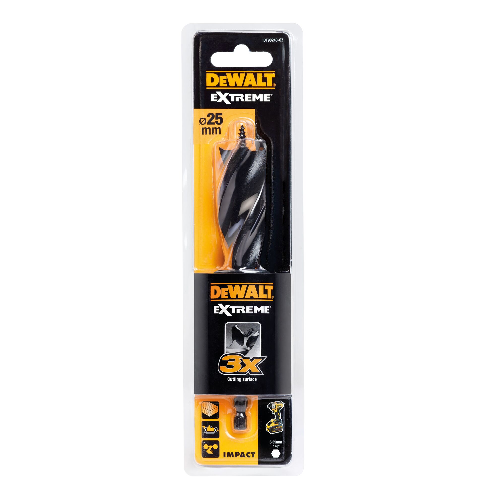DeWALT DT902 Series Wood Drill Bit for Wood, 25mm Diameter, 152 mm Overall