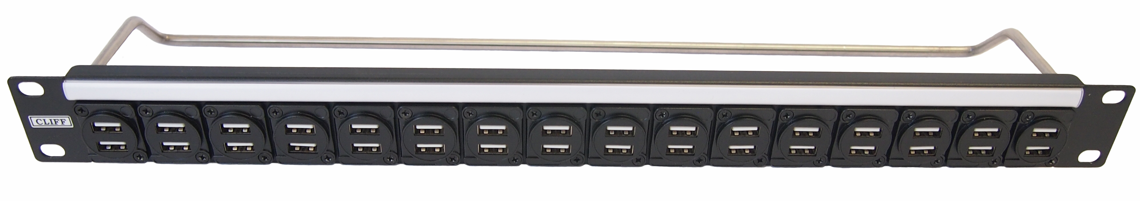 USB 16 Port Port Rack Patch Panel Patch Panel, 1U Rack Height
