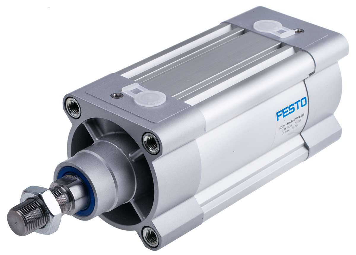Festo Pneumatic Piston Rod Cylinder - 1383336 80 mm Bore, 80 mm DSBC Series, Double Acting Acting