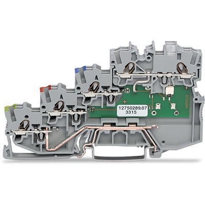 WAGO 2000-5410/1102-950 TOPJOB S Series Grey, 1mm², 4-Level, Push-In Cage Clamp Termination