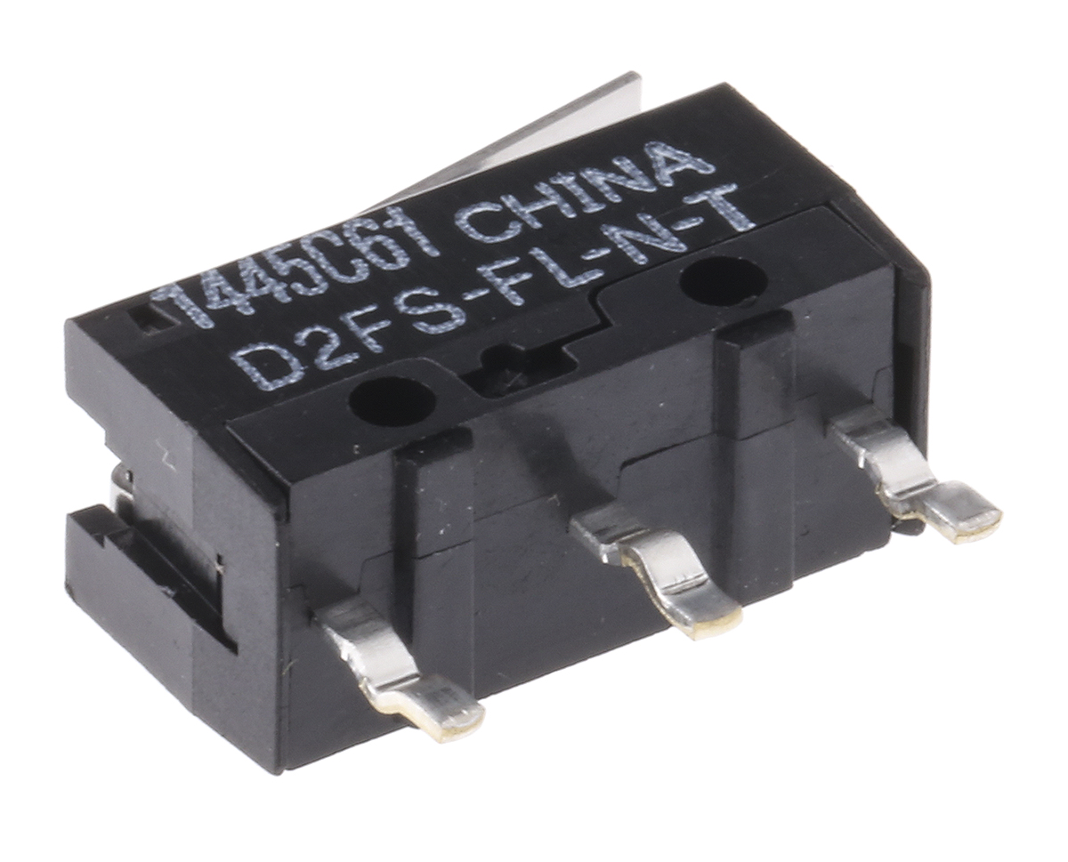 Omron Hinge Lever Micro Switch, PCB Self-Clinching Terminal, 100 mA @ 5 V dc, SPST, IP40