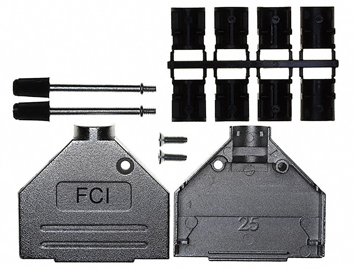 Amphenol Communications Solutions 8655MH Series Die Cast Zinc D Sub Backshell, 25 Way, Strain Relief