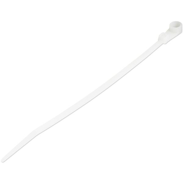 StarTech.com Cable Tie, Cable Ties With Mounting Hole, 171.5mm x 2.5 mm, White Nylon, Pk-100