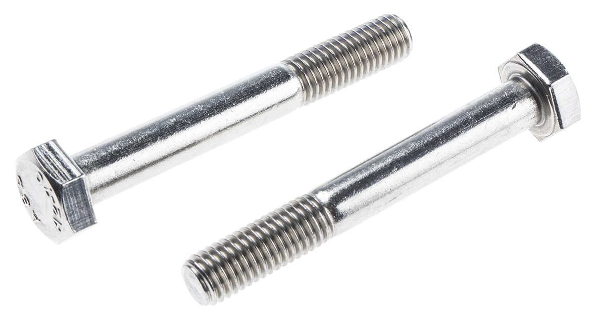RS PRO Stainless Steel, Hex Bolt, M10 x 75mm