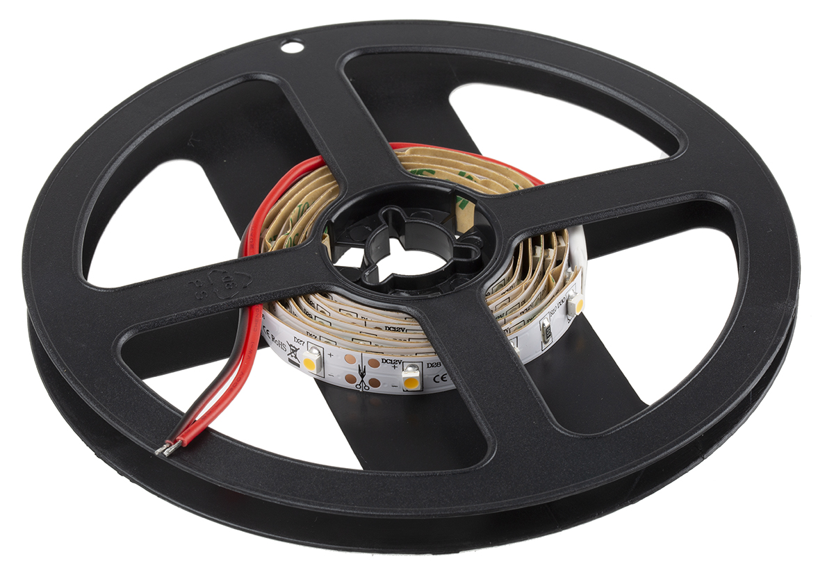 RS PRO 12V White LED Strip Light, 2700 → 3200K Colour Temp, 1m Length