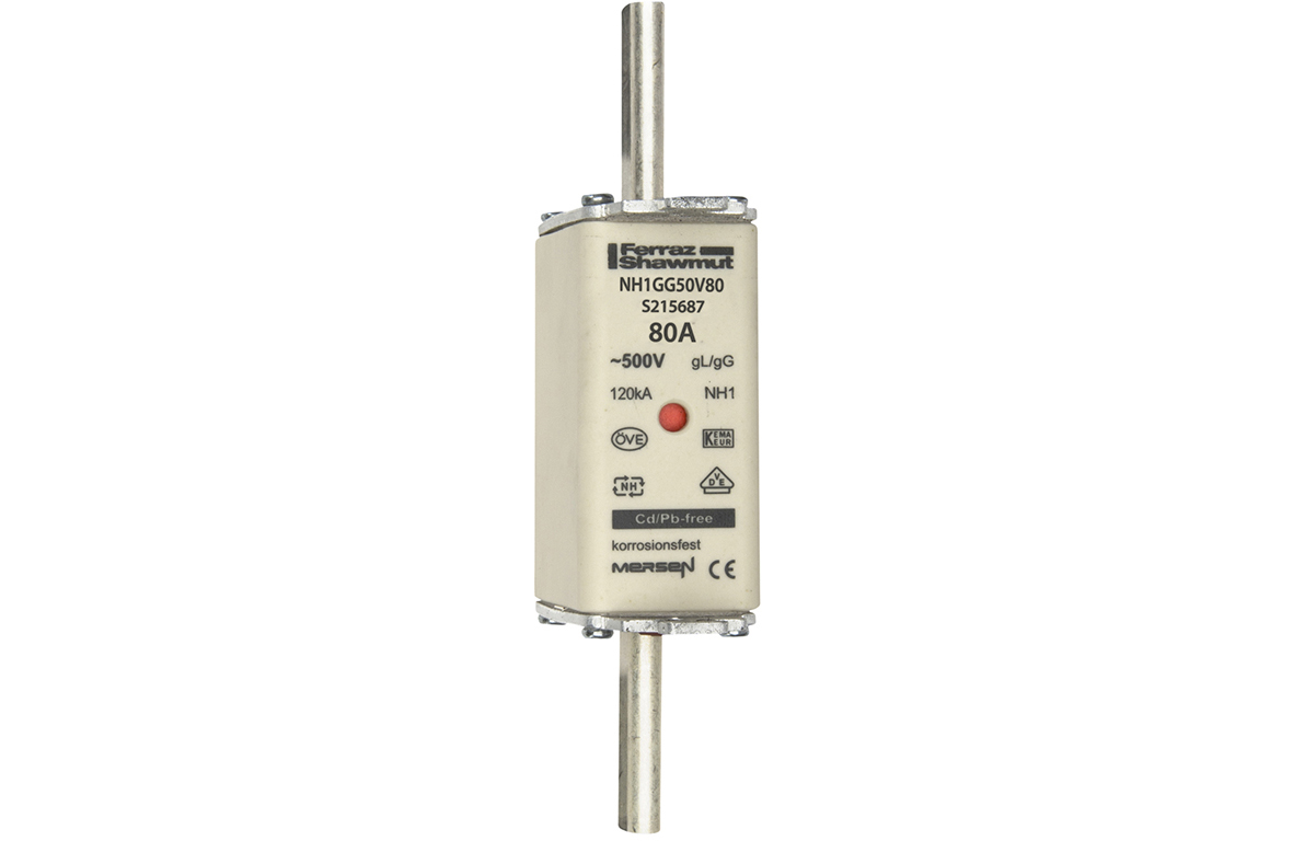 Mersen 80A NH Fuse, NH1, 500V ac