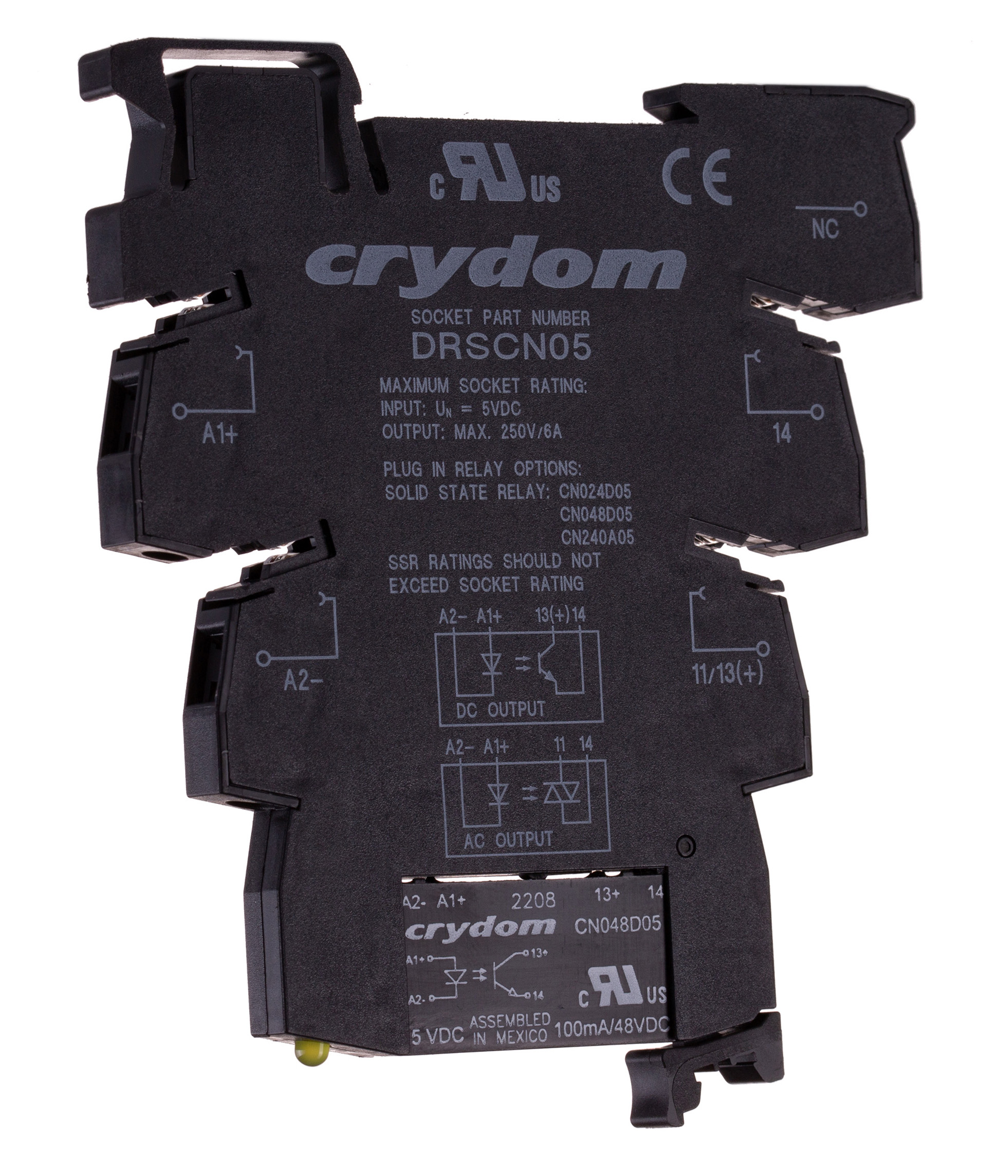 Sensata Crydom DRA-CN Series Solid State Interface Relay, 12 V dc Control, 0.1 A Load, DIN Rail Mount