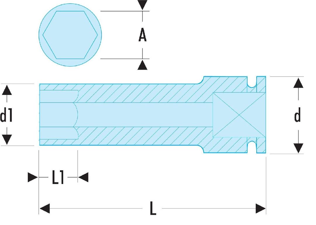 Facom 12mm, 1/2 in Drive Impact Socket, 78 mm length
