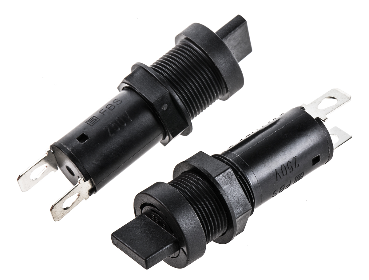 Schurter 10A Panel Mount Fuse Holder for 5 x 20mm Fuse, 1P, 250V ac