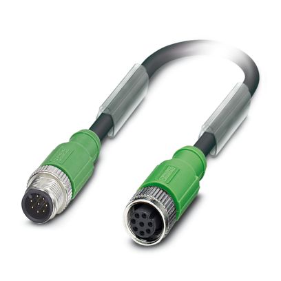 Phoenix Contact Male 8 way Straight Plug M12 to Female 8 way Straight Socket M12 Sensor Cable, 10 m