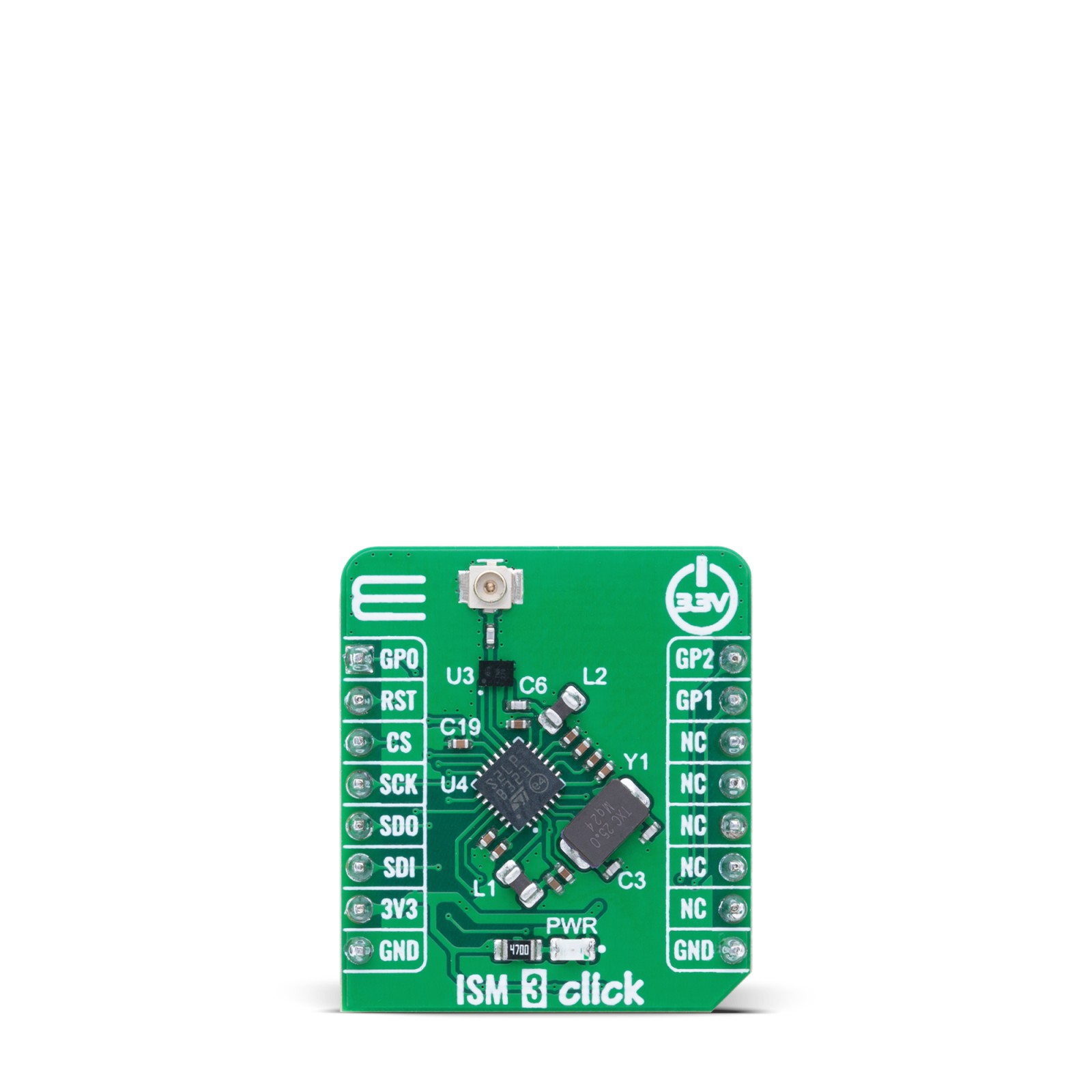 MikroElektronika ISM 3 Click S2-LP Module FSK, GFSK, GMSK, LoRa, MSK, OOK Add On Board for mikroBUS 433MHz MIKROE-6066