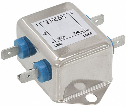 EPCOS, B84111F 6A 250 V ac/dc 60Hz, Flange Mount EMC Filter, Tab, Single Phase