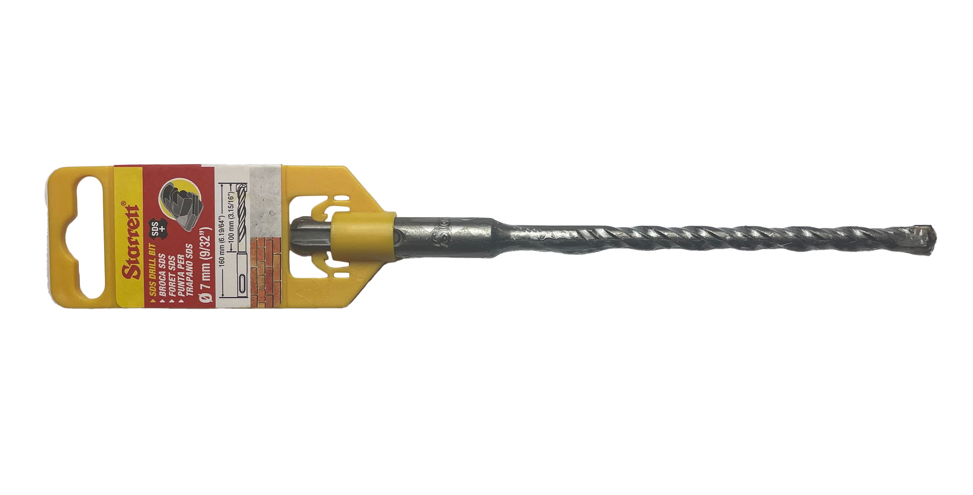 Starrett SDS Plus Series Carbide Tipped SDS Plus Drill Bit, 7mm Diameter, 160 mm Overall