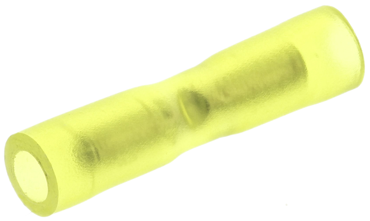 TE Connectivity, PLASTI-GRIP Butt Splice Connector, Yellow, Insulated, Tin 26 → 22 AWG