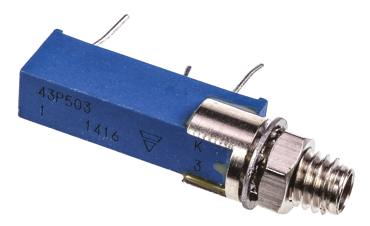 50kΩ, Panel Mount, Through Hole Trimmer Potentiometer 0.5W Side Adjust Vishay, 43P