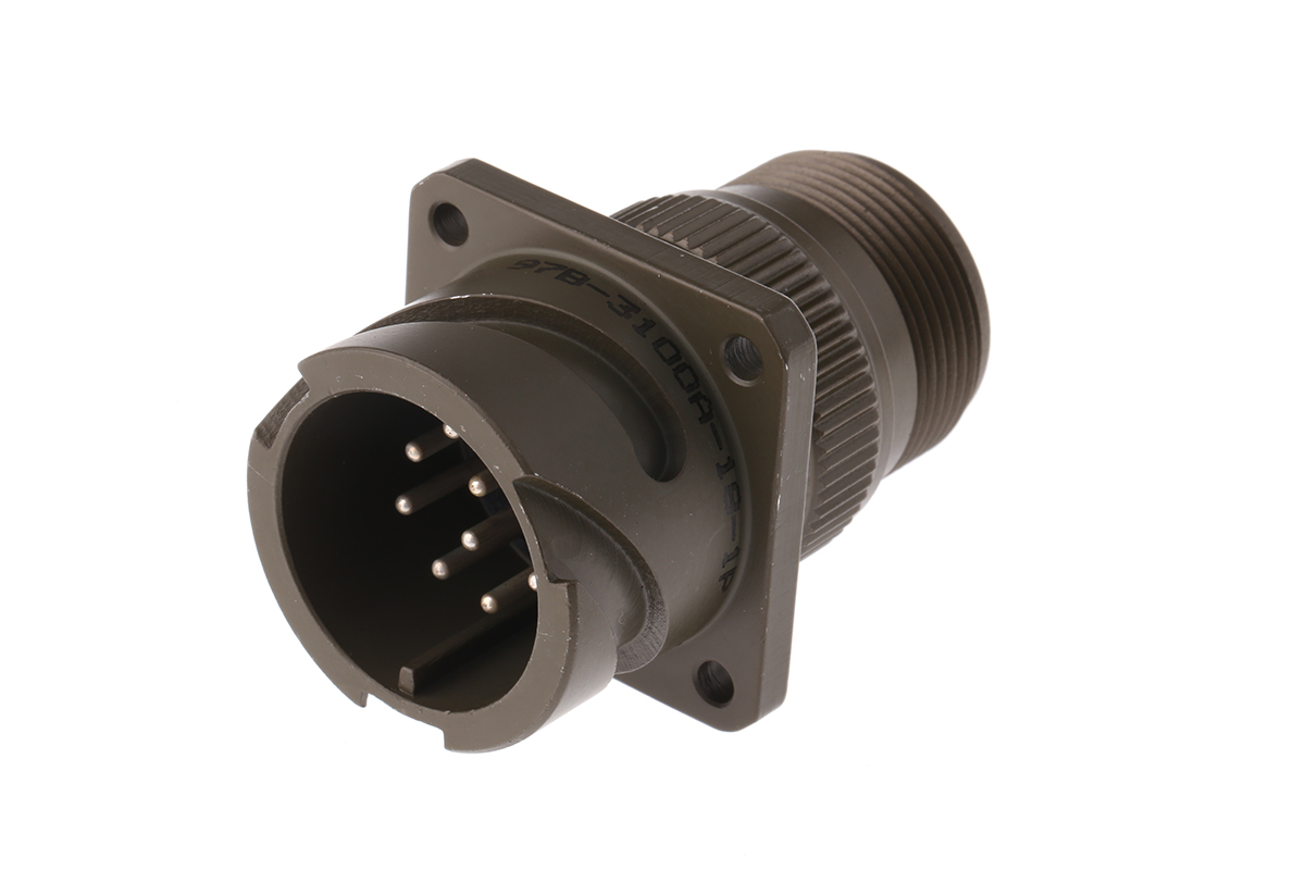 Amphenol Limited, 97B, Brass 10 Way Wall Mount MIL Spec Circular Connector Receptacle, Pin Contacts,Shell Size 18,