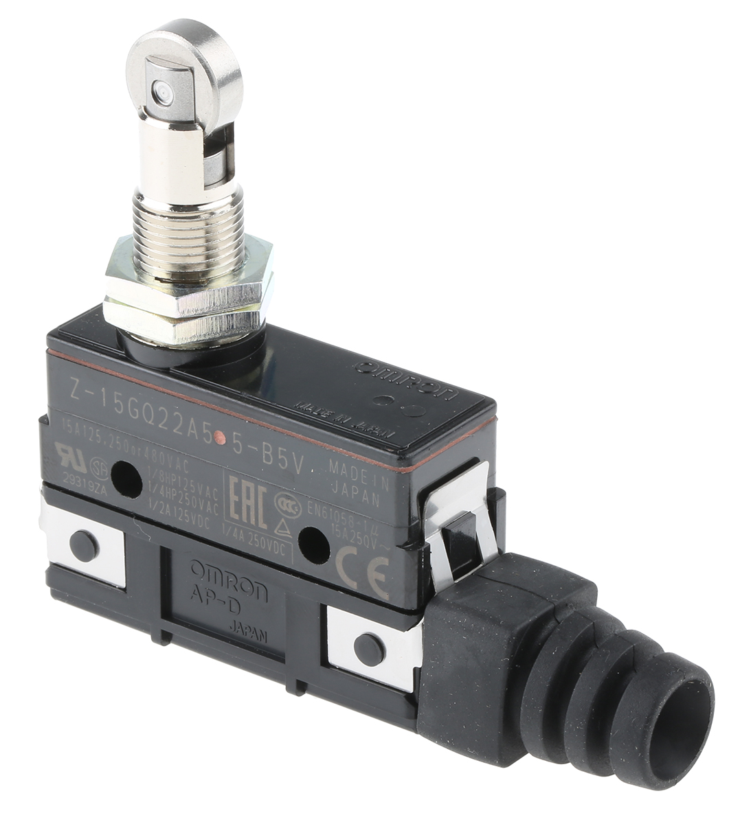 Omron Roller Plunger Limit Switch, NO/NC, IP62, SPDT, 500V ac Max, 15A Max