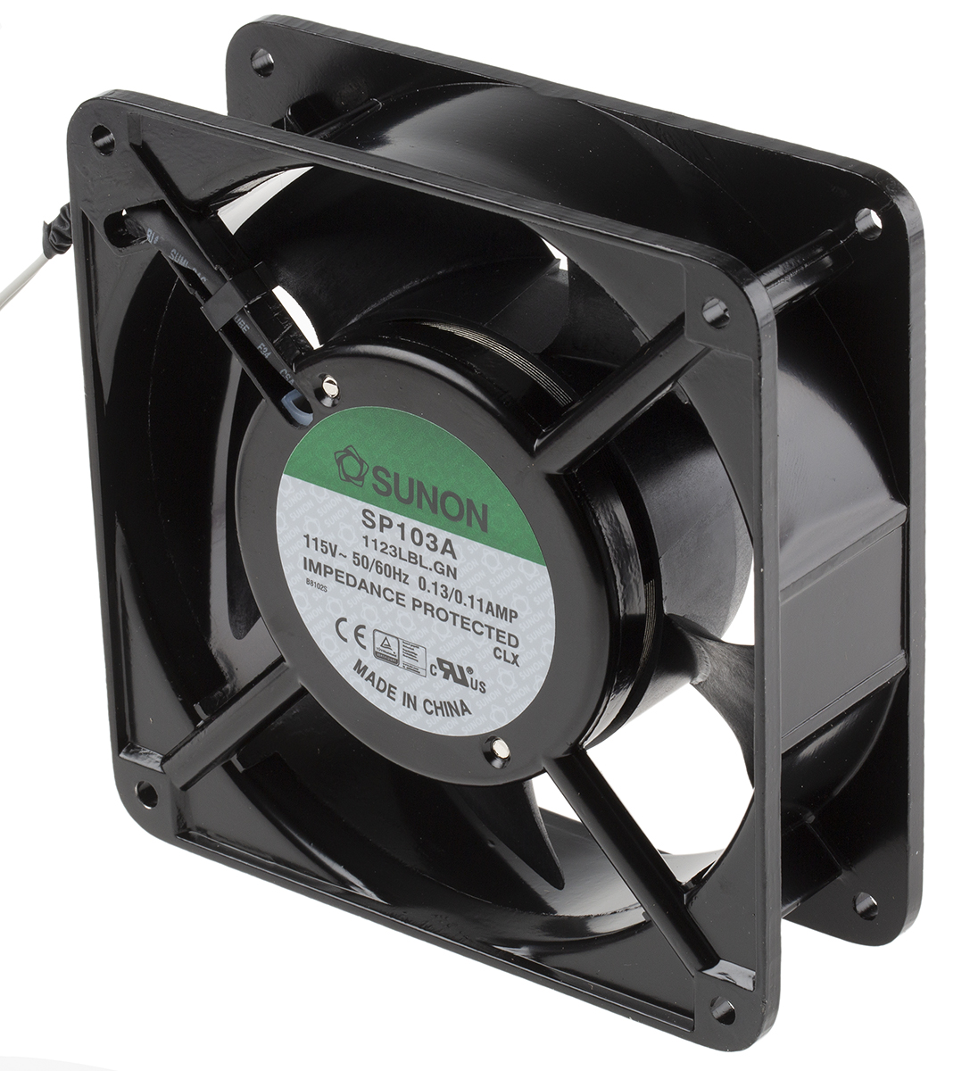 Sunon SP Series Axial Fan, 115 V ac, AC Operation, 132.6m³/h, 11W, 110mA Max, 120 x 120 x 38mm