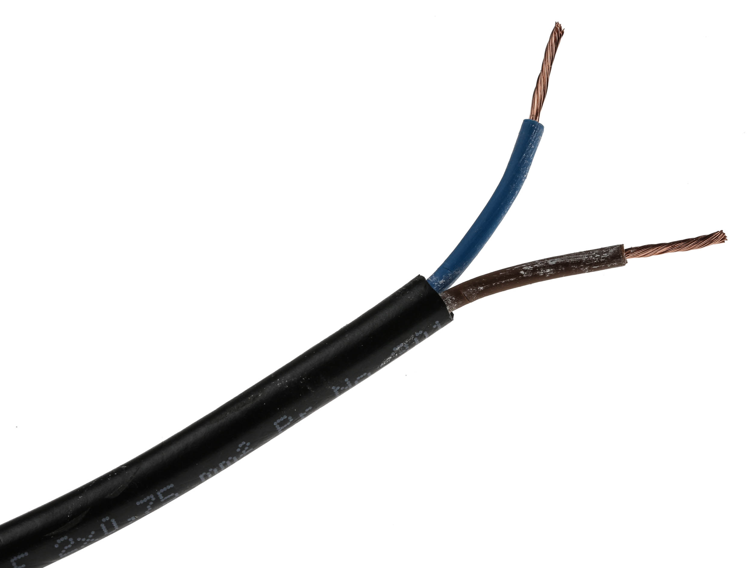 RS PRO 2182Y 0.75 mm² 2 Core Power Cable, H03VV-F, Black PVC, 100m