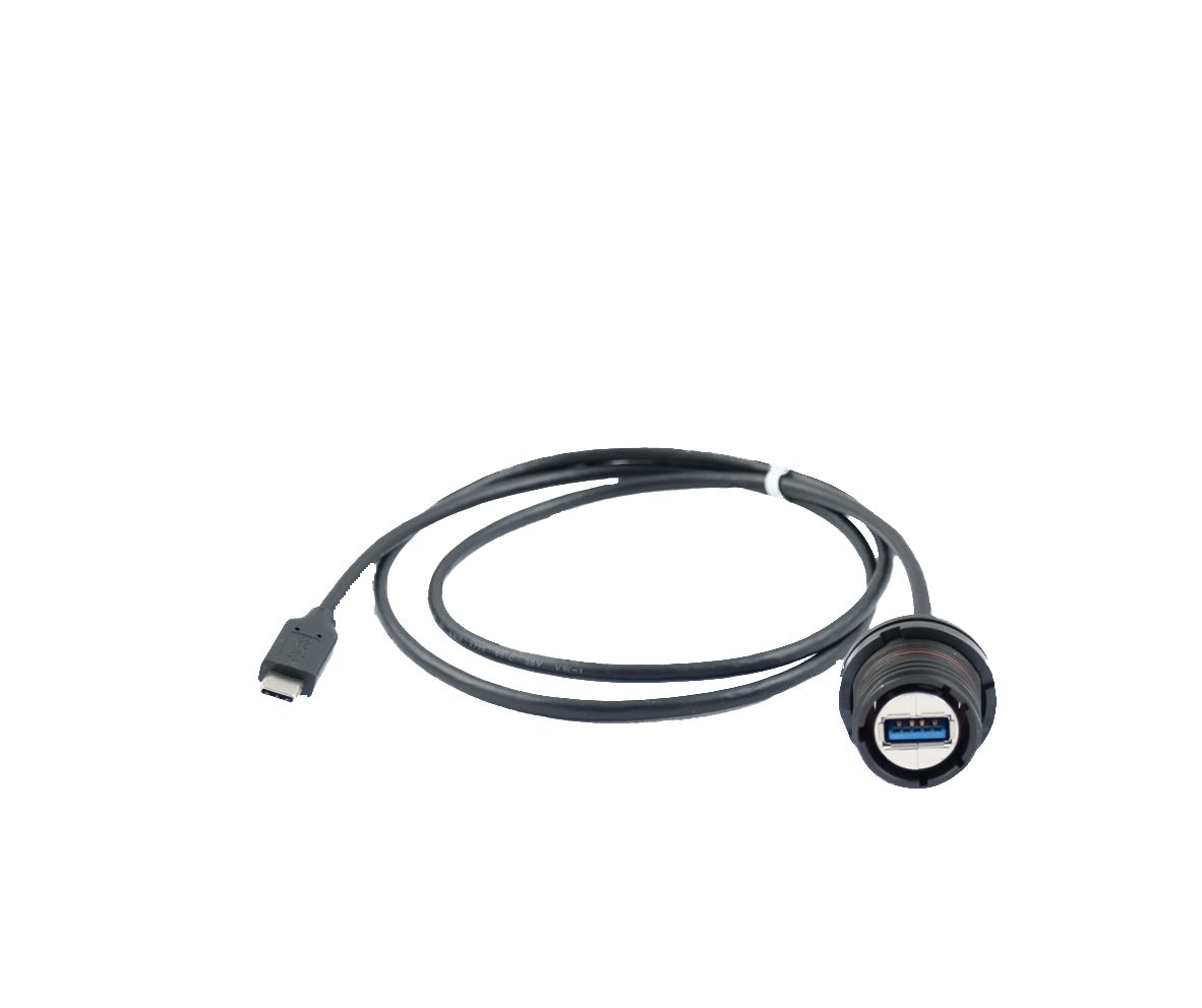 Amphenol Socapex Straight, Panel Mount, Female to Male- Dual Port Type Type A to Type C USB 3.2 IP68 USB Adaptor