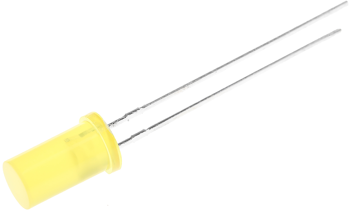 Kingbright2.1 V Yellow LED 5mm Through Hole, Cylindrical L-483YDT