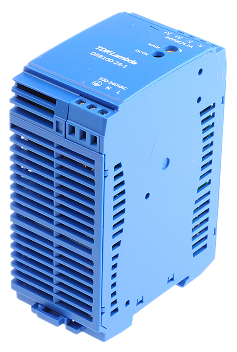TDK-Lambda DRB Switched Mode DIN Rail Power Supply, 85 → 264V ac ac Input, 24V dc dc Output, 4.2A Output, 100W