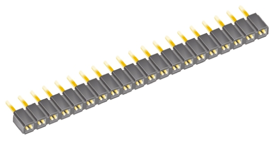 Samtec SLW Series Straight Through Hole Mount PCB Socket, 20-Contact, 1-Row, 2.54mm Pitch, Solder Termination
