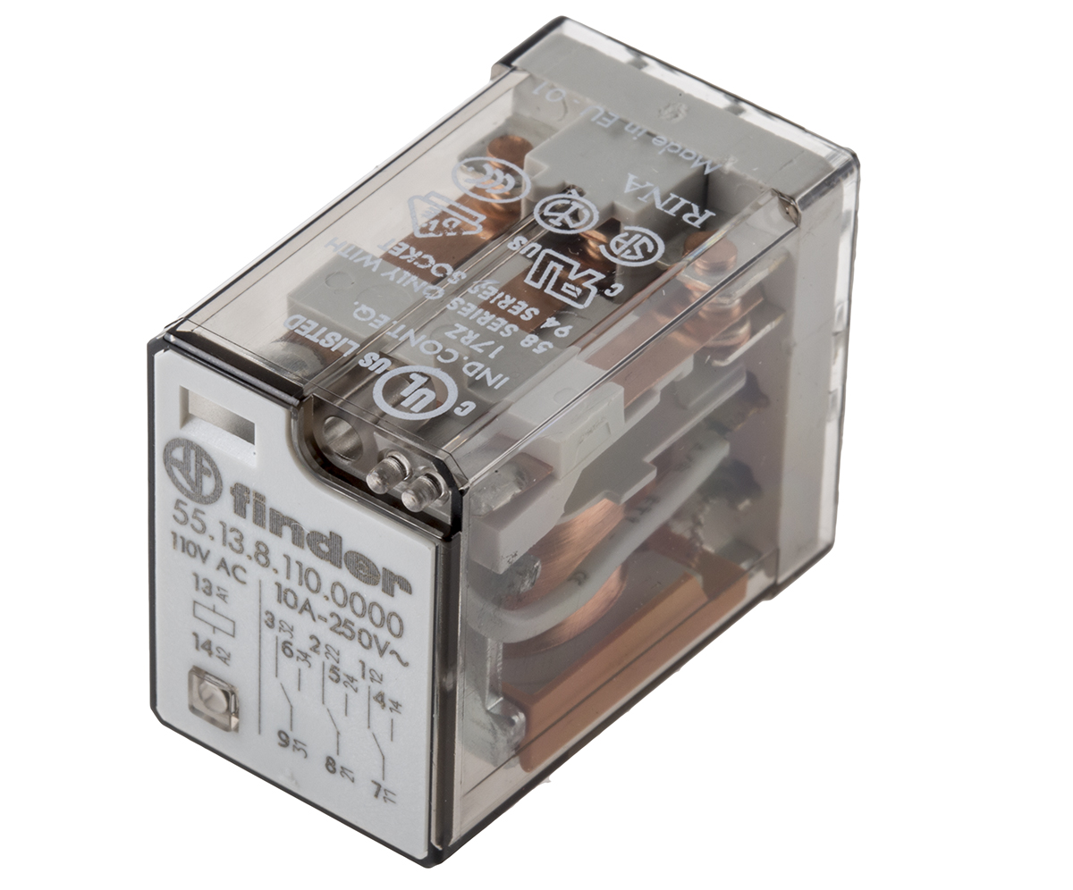 Finder PCB Mount Power Relay, 110V ac Coil, 10A Switching Current, 3PDT