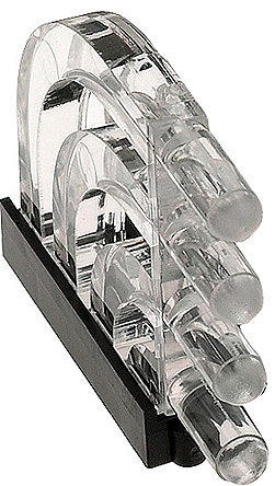 1279.1001 MENTOR, PCB Mounted 4-Way Right Angle LED Light Pipe, Quad-Level-Row Clear Dome Lens