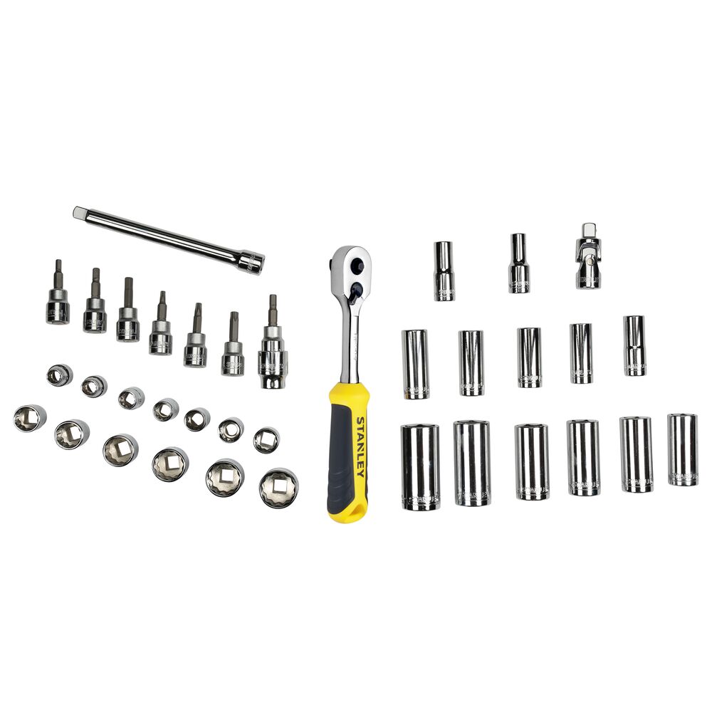 Stanley 36-Piece Metric 3/8 Standard Socket Set with Ratchet