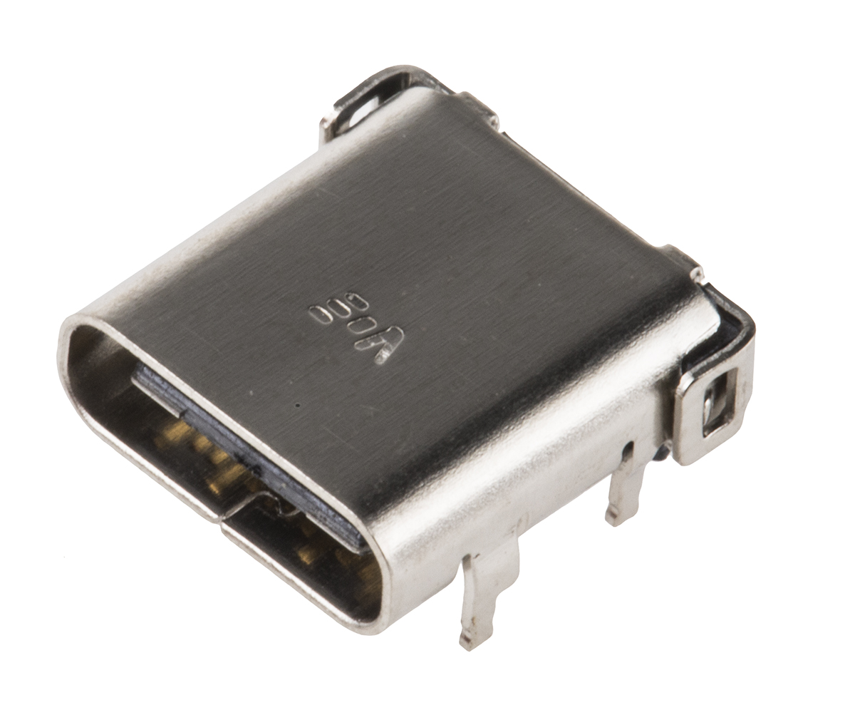 RS PRO Right Angle, PCB Mount, Socket- Single Port Type C USB Connector